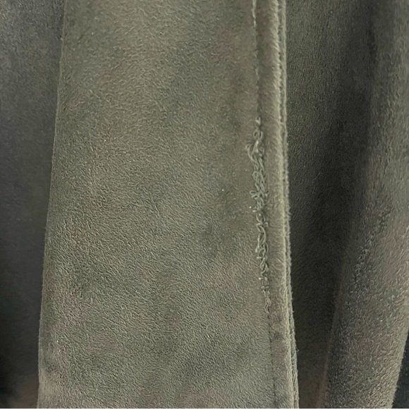 BB Dakota Jacket Faux Suede Nanette Cascade Drape Front Women’s M Grey Green - Picture 3 of 4